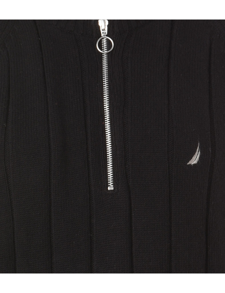 Beyond Retro Label Label Zip Front Knitted Jumper