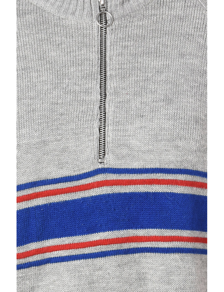 Beyond Retro Label Label Zip Front Knitted Jumper