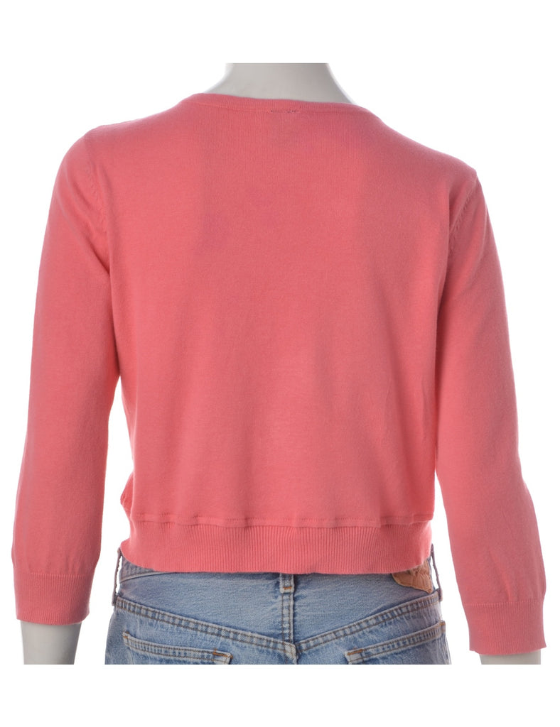 Beyond Retro Label Label Zip Through Crop Sweater