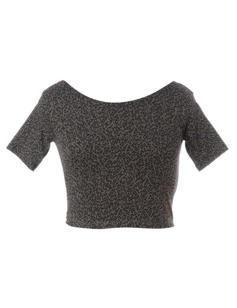 Beyond Retro Label Leopard Print Label Low Back Crop Top