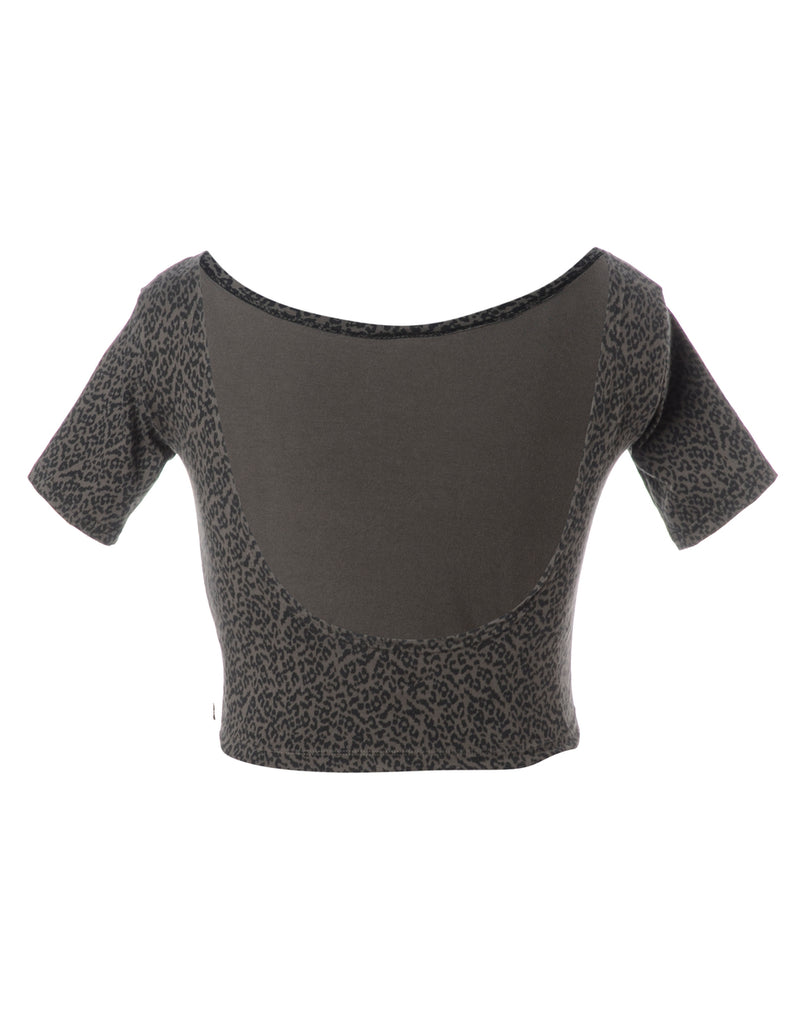Beyond Retro Label Leopard Print Label Low Back Crop Top